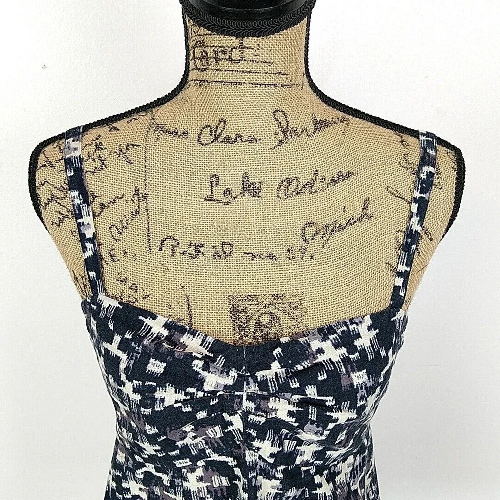 Patagonia Womens sz 4 Tank Top Black White Printed Zip Back Hemp Blend - Picture 2 of 8